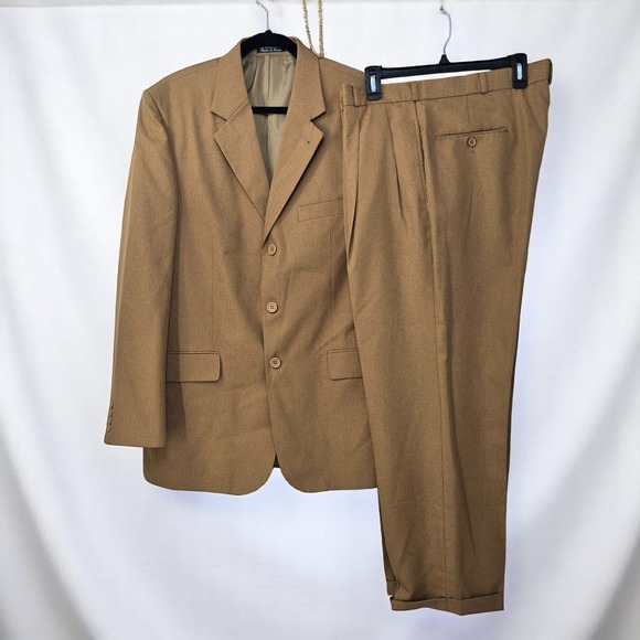 Di Palma Suit Set Men 42L, Pants Waist 35 Blazer & Pants‎ Gingham Brown Casual - Picture 1 of 16